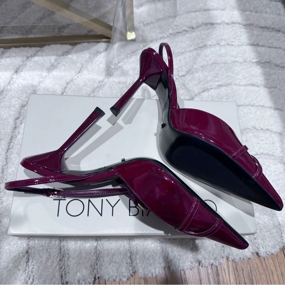 TONY BIANCO Garda Bordeaux Patent Heels in sz. 8 - Picture 5 of 10